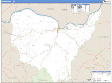 Lewis County, Kentucky Zip Code Wall Map | Maps.com.com