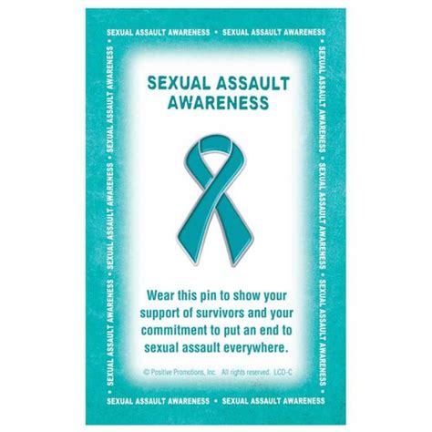 Sexual Assault Awareness Teal Ribbon Lapel Pin With Presentation Card ...