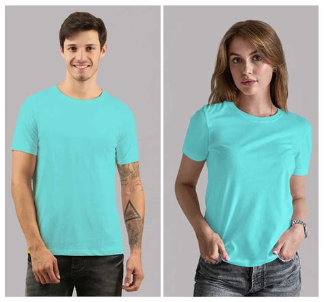 Aqua Blue Plain T-shirt for Men and Women | Jopokart