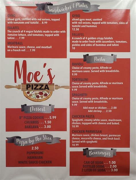 Online Menu of Moe's Pizza Paso Robles Restaurant, Paso Robles, California, 93446 - Zmenu