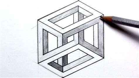 3D Illusion Drawing Easy How To Draw An Optical Illusion – Escher Cube – Youtube #3ddrawings ...