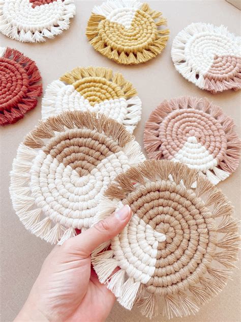 Two-toned Boho Macrame Coasters - Etsy