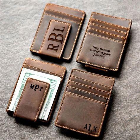 Money Clip Wallet, Personalized Leather Money Clip, Mens Money Clip En# ...