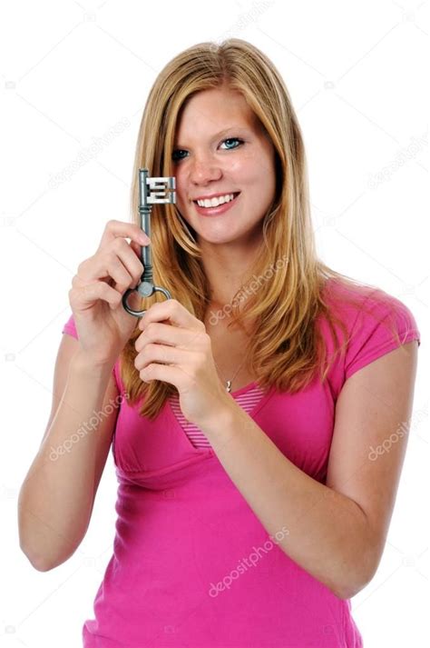 Young Woman Holding Key - Stock Photo , #Sponsored, #Holding, #Woman, #Young, #Photo #AD Key ...