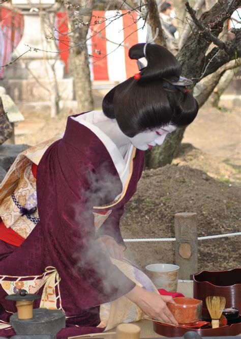 Geisha at Plum Blossom Tea Ceremony in Kyoto | Japanese festival, Geisha, Tea ceremony