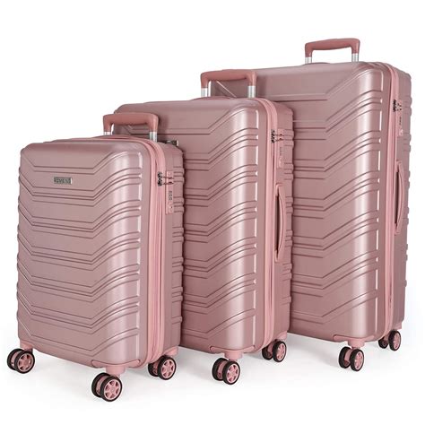 ROMEING Monopoli Polycarbonate Luggage Set of 3 (Rosegold) (55, 65 & 75 cms) Hardside Trolley ...