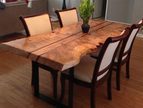 Live edge maple dining table. Maple burl, walnut accents and ambrosia ...