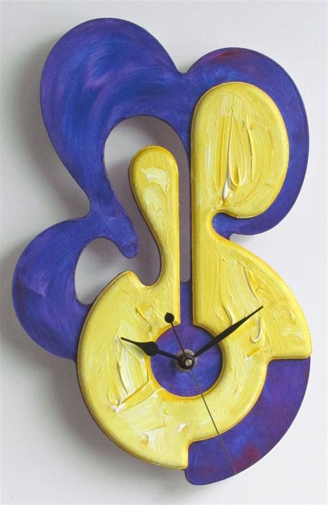 Unique Contemporary Modern Art Wall Clock - designed to be hanged in 4 different ways ...