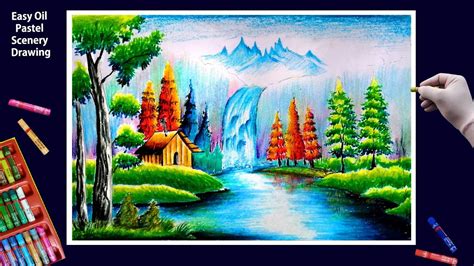 Beautiful Scenery Drawing with Oil Pastels-Step by Step - YouTube