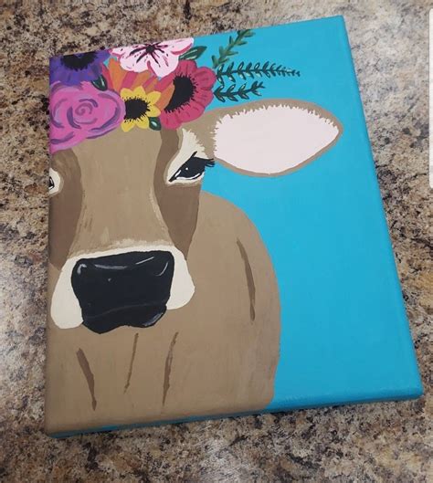 Acrylic Cow Art | Mini canvas art, Small canvas art, Diy canvas art painting