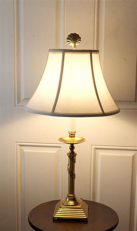 Vintage Solid Brass Table Lamp, White Shade, Clam, Scallop Finial, Beautiful | Table lamp, Brass ...