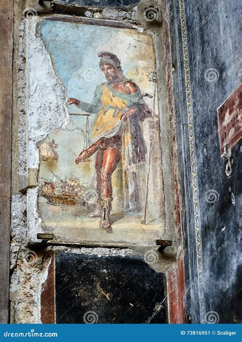 Antique Fresco Depicting the God Priapus in Pompeii, Italy Editorial Photo - Image of italy ...