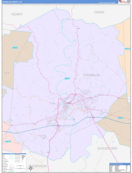 Franklin County, KY Wall Map Color Cast Style by MarketMAPS - MapSales