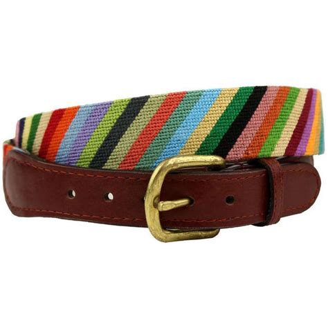 Smathers and Branson Parsons Stripe Needlepoint Belt in Multi-Color