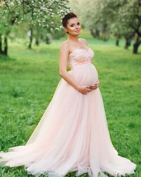 Baby shower peach tulle dress, photoshoot maternity lace dress | Peach ...