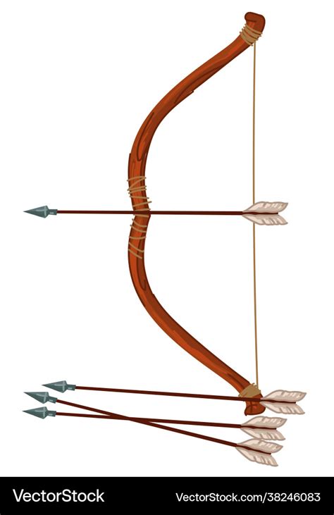 Bow with arrow ancient weapon for battles wars Vector Image