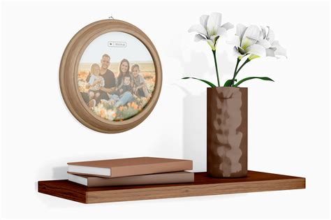 Round Photo Frame with Flower Vessel PSD Mockup – Original Mockups