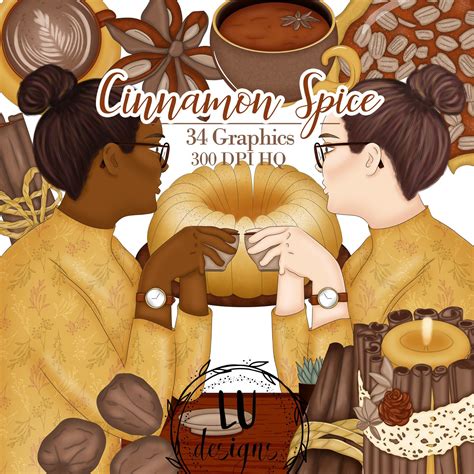 Cinnamon Spice Clipart, Fall Planner Clipart, Coffee Lover Fashion Girl ...