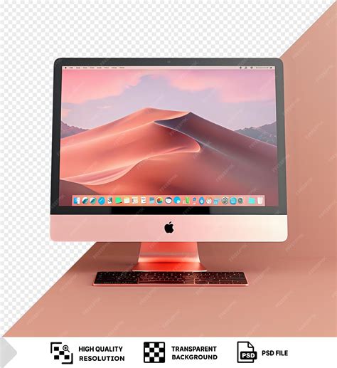 Premium PSD | Premium of a personal computer with a black apple logo sits on a pink stand ...