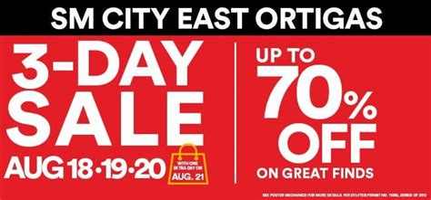 SM City East Ortigas 3-Day Sale from August 18 to 21, 2017 - PROUD KURIPOT