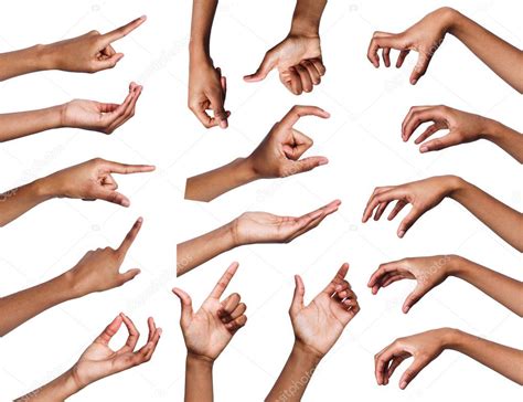 Set of various hand gestures isolated on white — Stock Photo © Milkos ...