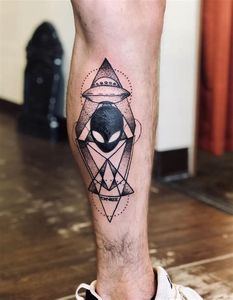 Geometric Alien tattoo done by Renee @ Ink Inertia Custom Tattoos Colorado Springs Co | Alien ...