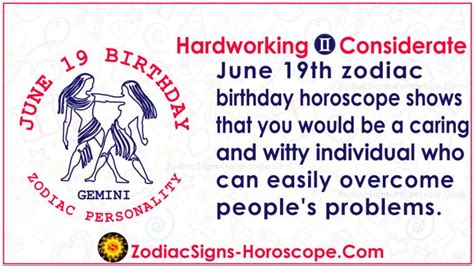 June 19 Zodiac (Gemini) Horoscope Birthday Personality and Lucky Things | ZSH