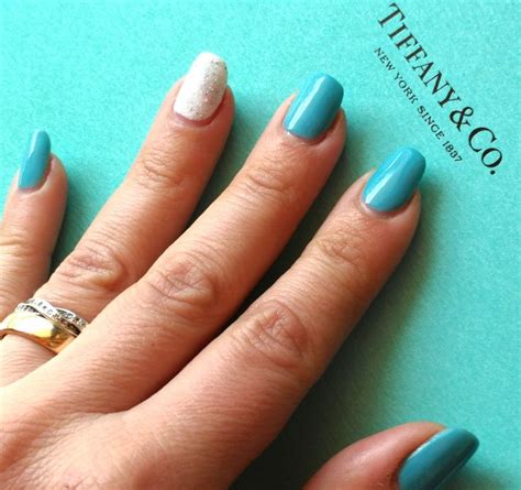 Nail art #cnd #shellac aqua intance and ice vapour over cream puff Tiffany blue nails | Tiffany ...