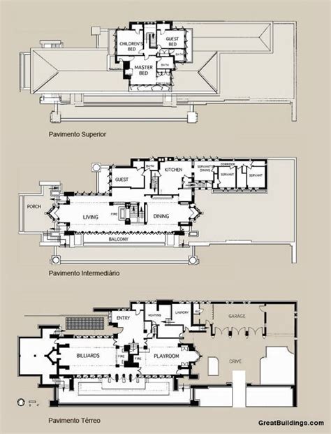 Floor Plan of the Robie House. Frank Lloyd Wright. Hyde Park, Illinois. 1909 | Floor plan, Frank ...