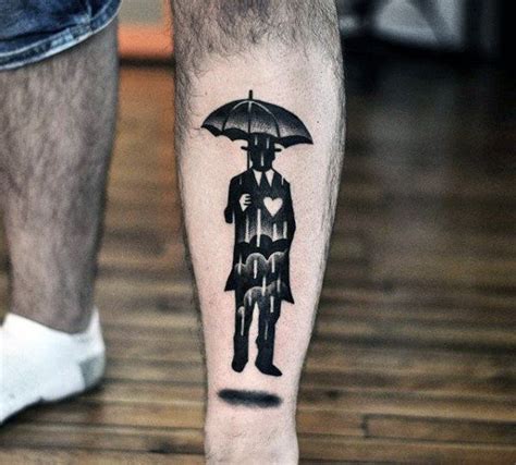 Floating Man With Umbrella Original Mens Lower Leg Tattoos Girl Leg Tattoos, Lower Leg Tattoos ...