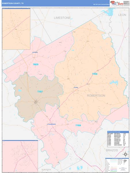 Robertson County, TX Wall Map Color Cast Style by MarketMAPS