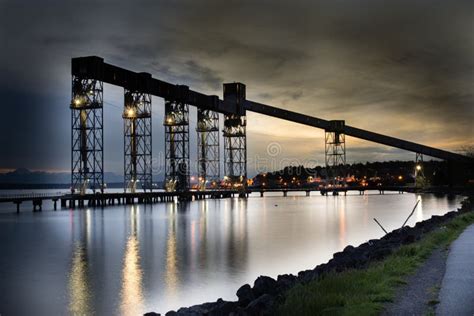 Industrial pier at night stock photo. Image of pier, business - 61427762