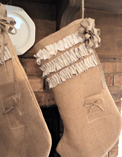 Items similar to Christmas Stocking Burlap Stockings on Etsy