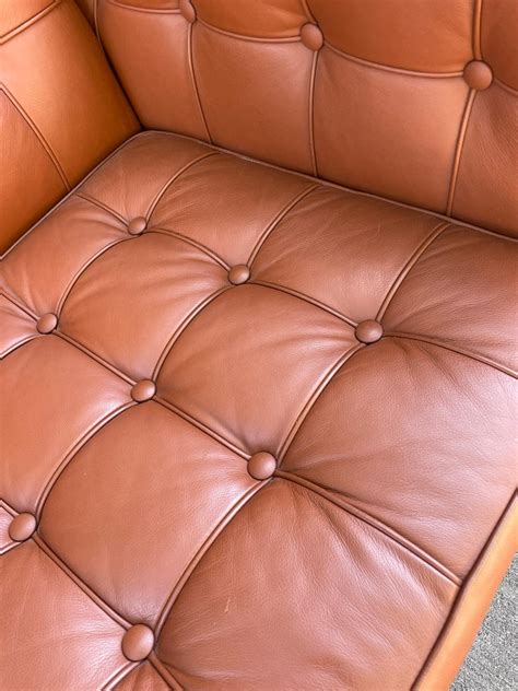 Modern Cognac Brown Tufted Leather Sofa by American Leather For Sale at ...