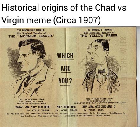 Historical origins of the Chad vs Virgin meme (Circa 1907) : r/HistoryMemes