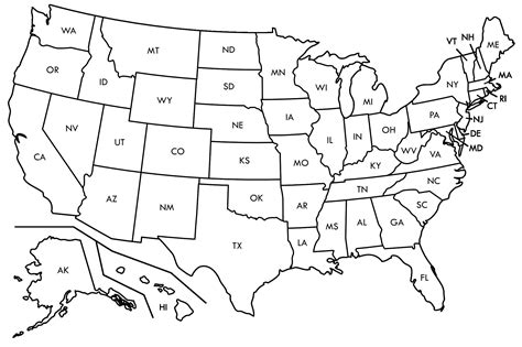 Map US States and Capitals Worksheets Printable