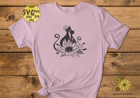 Flower Cats Svg Flower Cat Silhouette With Daisy and Leaves - Etsy Canada in 2022 | Cat ...