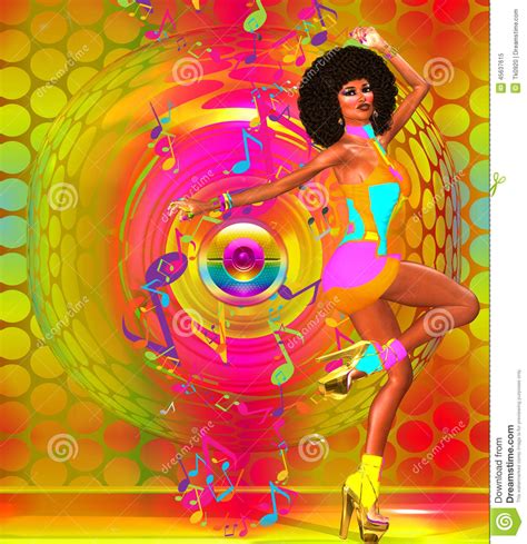 Retro Disco Dancer with Afro Stock Illustration - Illustration of dance, moves: 45637615