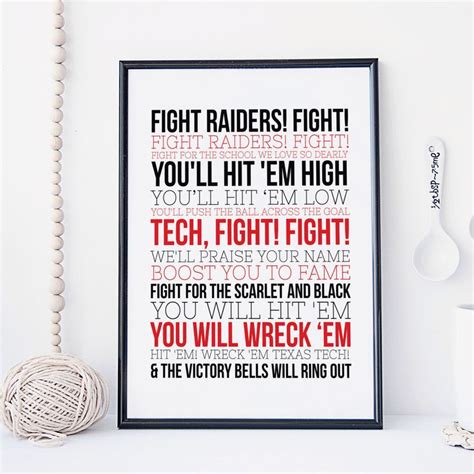 Texas Tech Fight Song - Raiders - Typography by SnowAndCompany on Etsy https://www.etsy.com ...