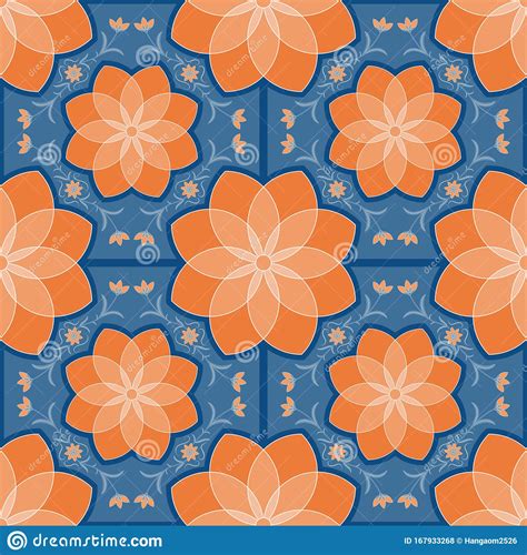 Orange Flower Tile Seamless Pattern Background Stock Vector - Illustration of flower, detail ...