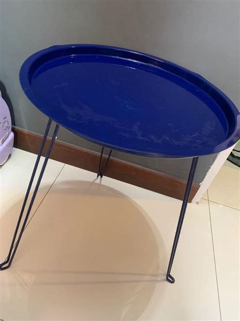 Metal blue circle side table, Furniture & Home Living, Furniture ...