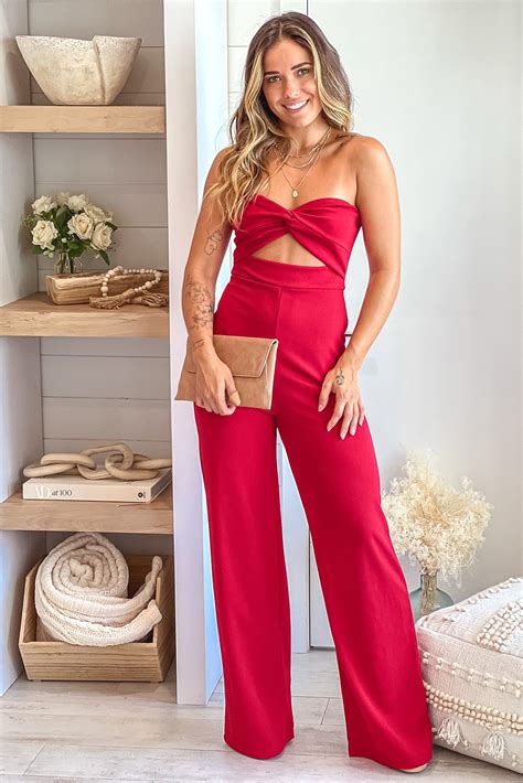 Red Jumpsuit With Cut Out | Cute Jumpsuits – Saved by the Dress