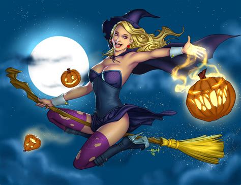 Happy Halloween 2016 - Witch Pin-up by eHillustrations on DeviantArt