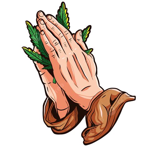 Pray Hand With Cannabies Illustration Design, Pray Hand, Pray Hands, Cannabis PNG and Vector ...