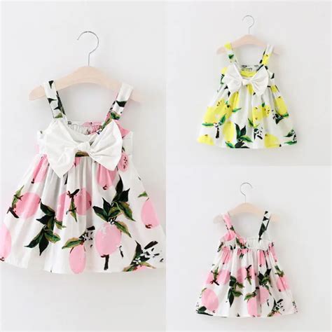 Summer Infant Baby Girls Floral Dress Lemon Print Bowknot Sundress ...