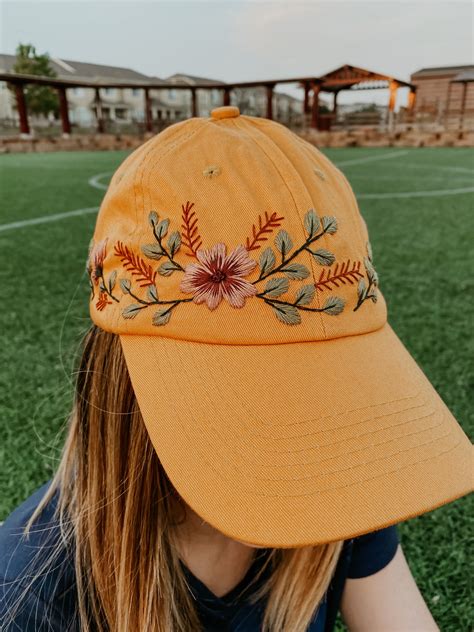 Hand Embroidered Floral Hat | Hand embroidered, Baseball hats, Hand ...