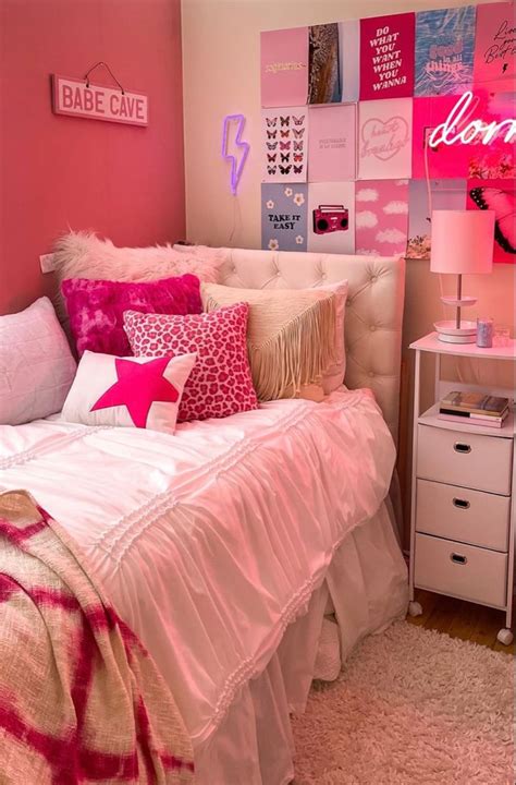 Pink Dorm | Preppy dorm room decor, Dorm room designs, College dorm room decor