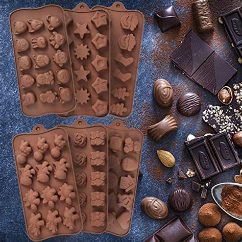 6 Pack Silicone Chocolate Candy Molds, Different Shapes and Patterns ...