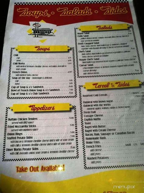 Menu of Bob's Diner in Manchester Center, VT 05255