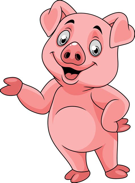 Cartoon happy pig presenting 20003629 Vector Art at Vecteezy